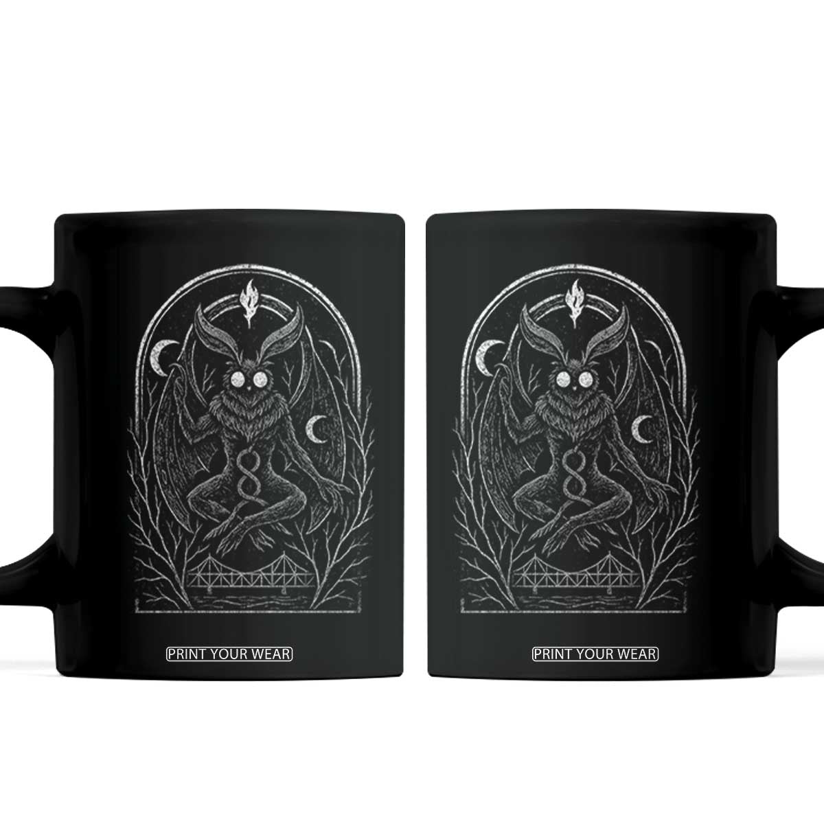 Mothman Coffee Mug Cryptid Paranormal Occult Horror Gothic Monster TS10 Black Print Your Wear