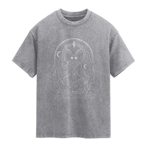 Mothman Washed Cotton T-Shirt Cryptid Paranormal Occult Horror Gothic Monster