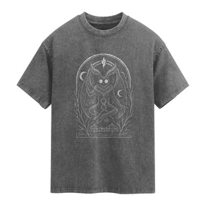 Mothman Washed Cotton T-Shirt Cryptid Paranormal Occult Horror Gothic Monster