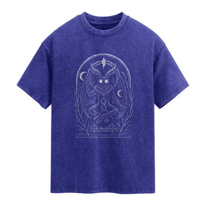 Mothman Washed Cotton T-Shirt Cryptid Paranormal Occult Horror Gothic Monster