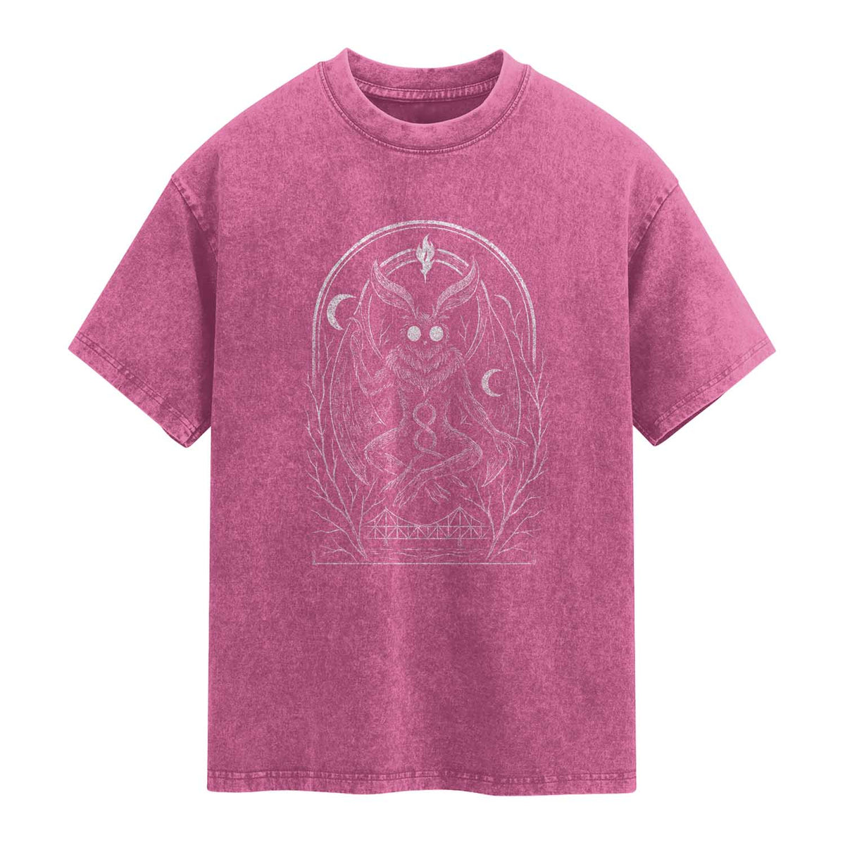Mothman Washed Cotton T-Shirt Cryptid Paranormal Occult Horror Gothic Monster