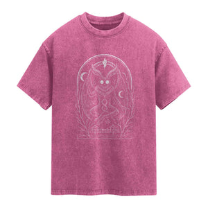 Mothman Washed Cotton T-Shirt Cryptid Paranormal Occult Horror Gothic Monster