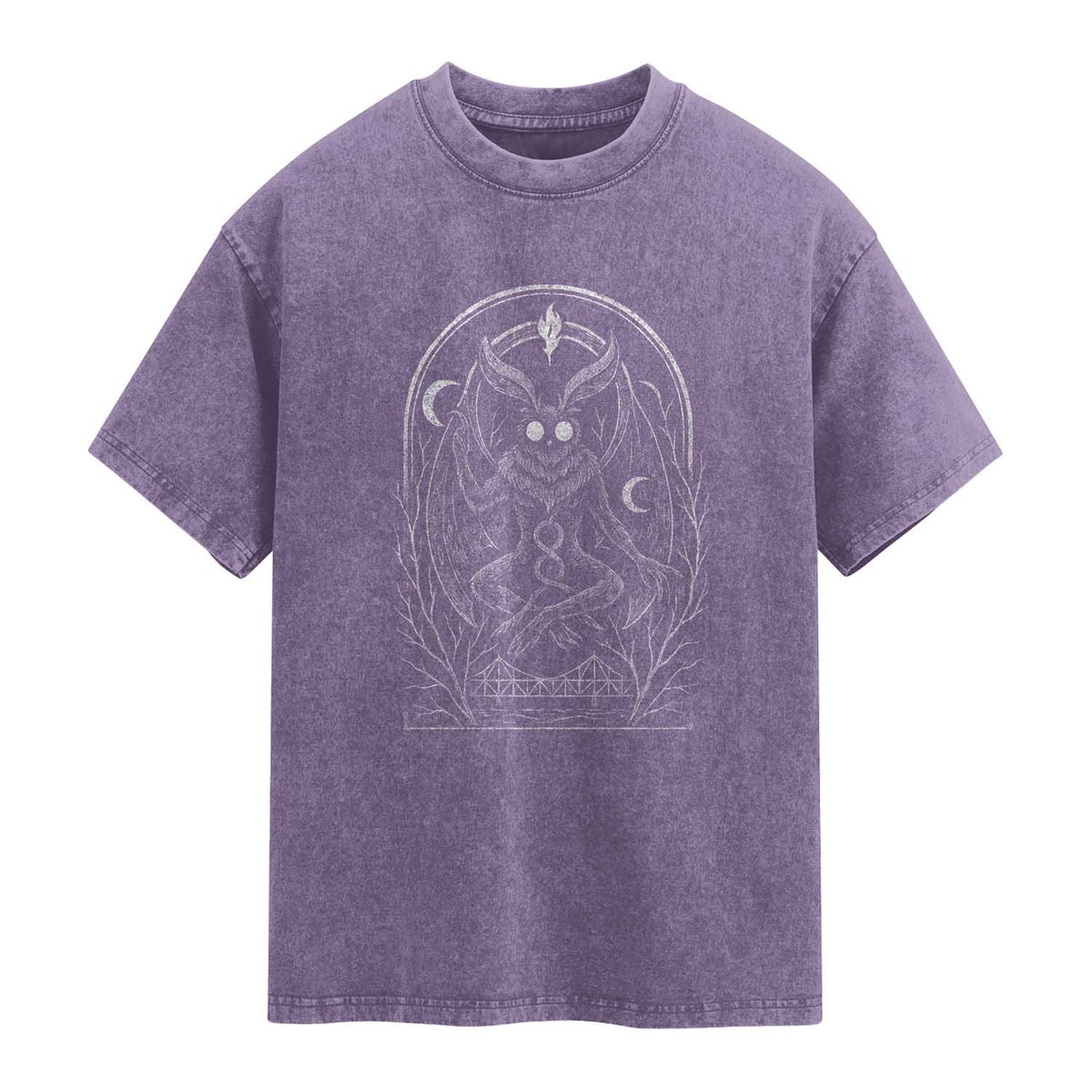 Mothman Washed Cotton T-Shirt Cryptid Paranormal Occult Horror Gothic Monster