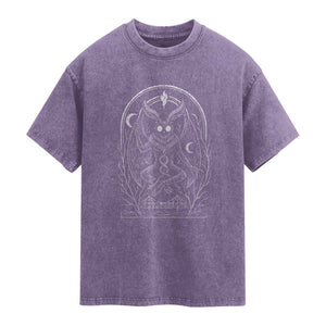 Mothman Washed Cotton T-Shirt Cryptid Paranormal Occult Horror Gothic Monster