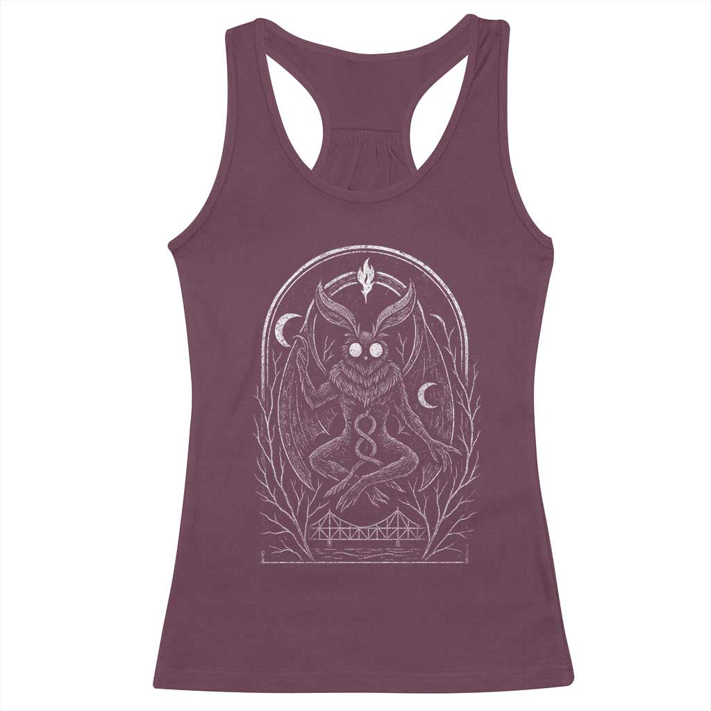 Mothman Racerback Tank Top Cryptid Paranormal Occult Horror Gothic Monster TS10 Maroon Print Your Wear