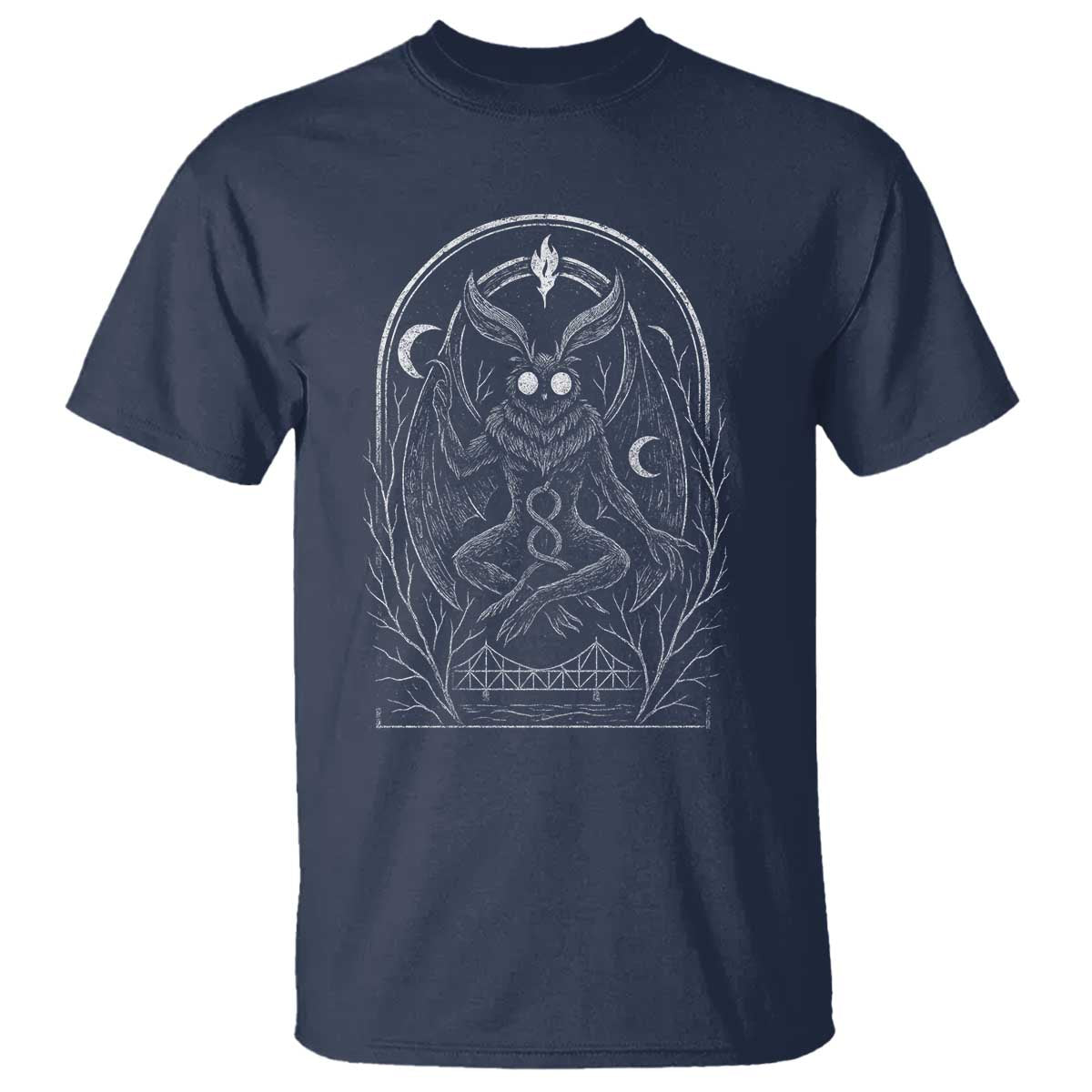 Mothman T Shirt Cryptid Paranormal Occult Horror Gothic Monster TS10 Navy Print Your Wear