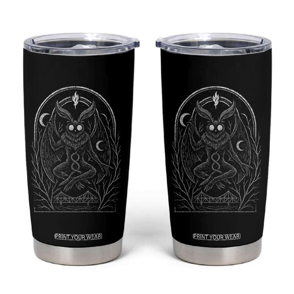 Mothman Tumbler Cup Cryptid Paranormal Occult Horror Gothic Monster TS10 Black Print Your Wear