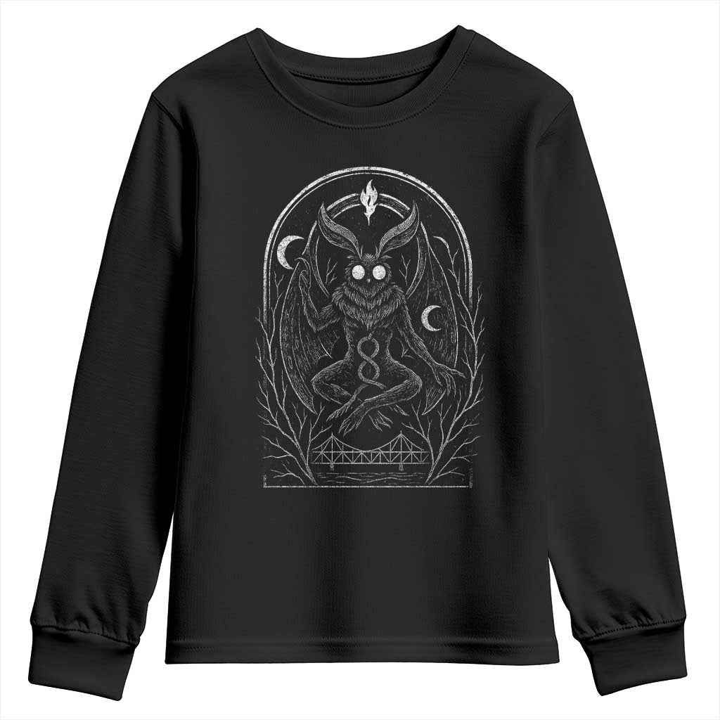 Mothman Youth Sweatshirt Cryptid Paranormal Occult Horror Gothic Monster TS10 Black Print Your Wear