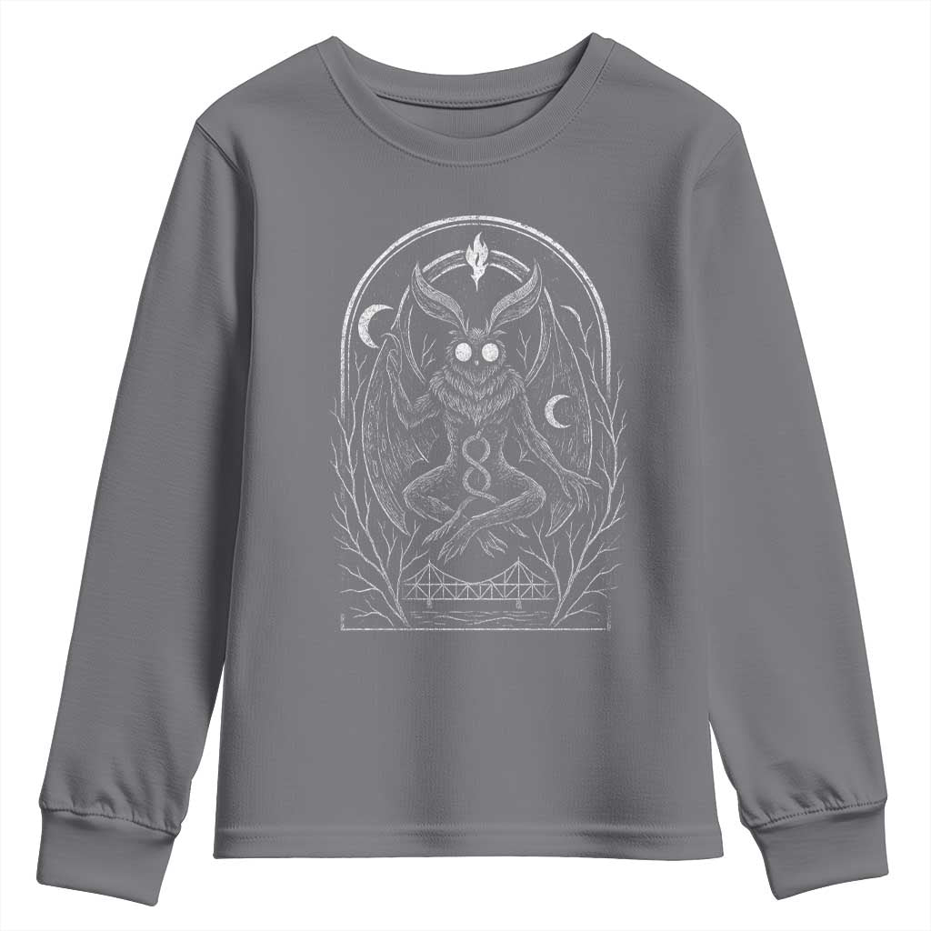 Mothman Youth Sweatshirt Cryptid Paranormal Occult Horror Gothic Monster TS10 Charcoal Print Your Wear