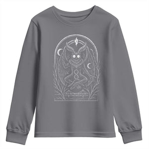 Mothman Youth Sweatshirt Cryptid Paranormal Occult Horror Gothic Monster TS10 Charcoal Print Your Wear