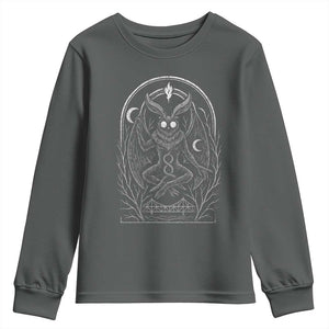 Mothman Youth Sweatshirt Cryptid Paranormal Occult Horror Gothic Monster TS10 Dark Heather Print Your Wear