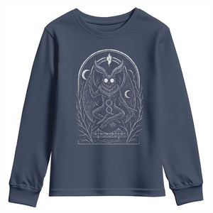 Mothman Youth Sweatshirt Cryptid Paranormal Occult Horror Gothic Monster TS10 Navy Print Your Wear