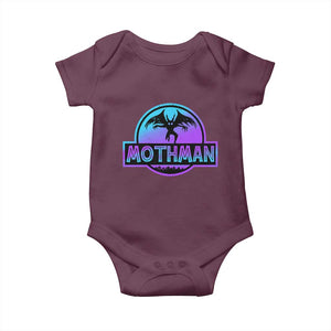 Mothman Baby Onesie Retro Neon Cryptid Paranormal Horror Monster TS10 Maroon Print Your Wear