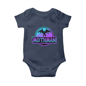 Mothman Baby Onesie Retro Neon Cryptid Paranormal Horror Monster TS10 Navy Print Your Wear