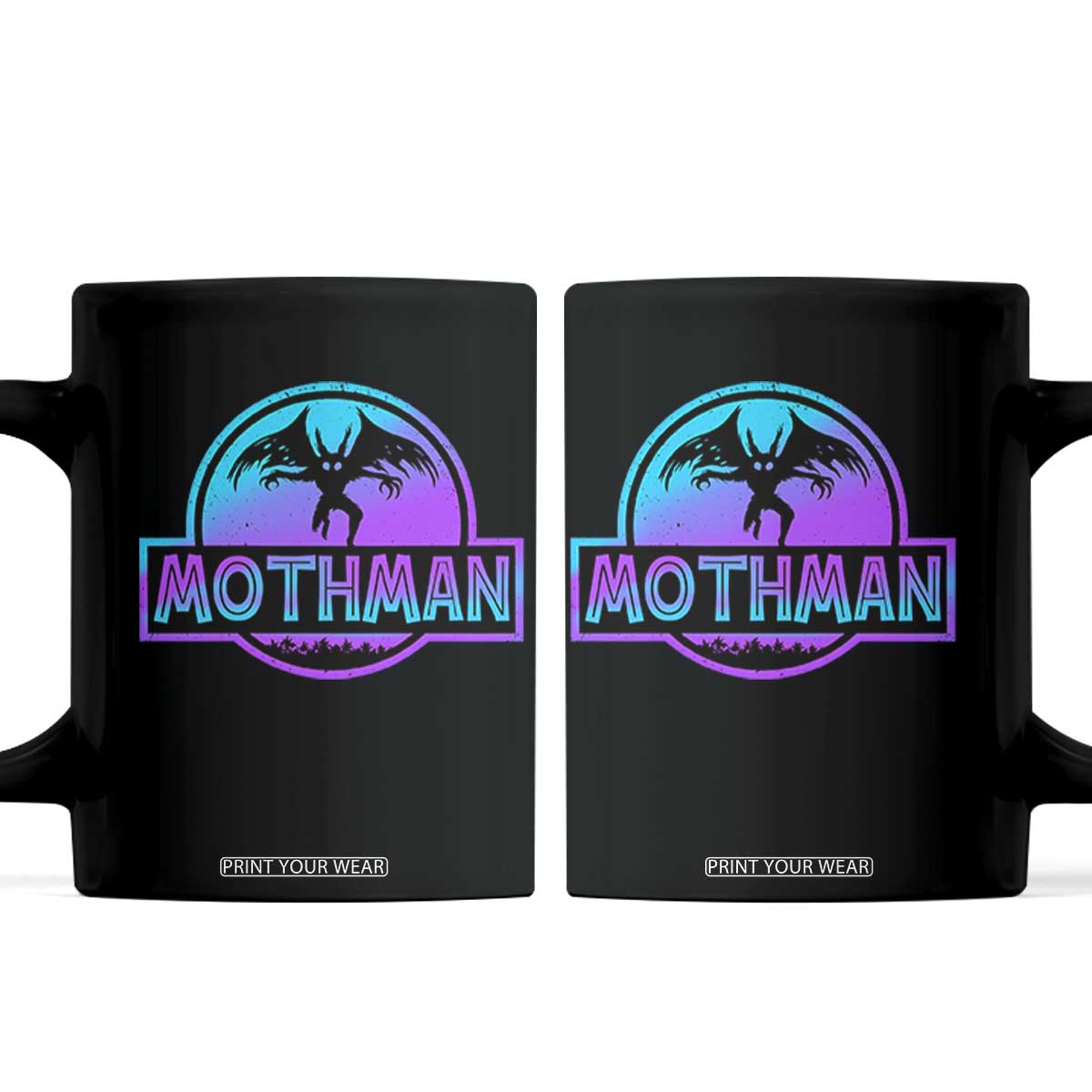 Mothman Coffee Mug Retro Neon Cryptid Paranormal Horror Monster TS10 Black Print Your Wear