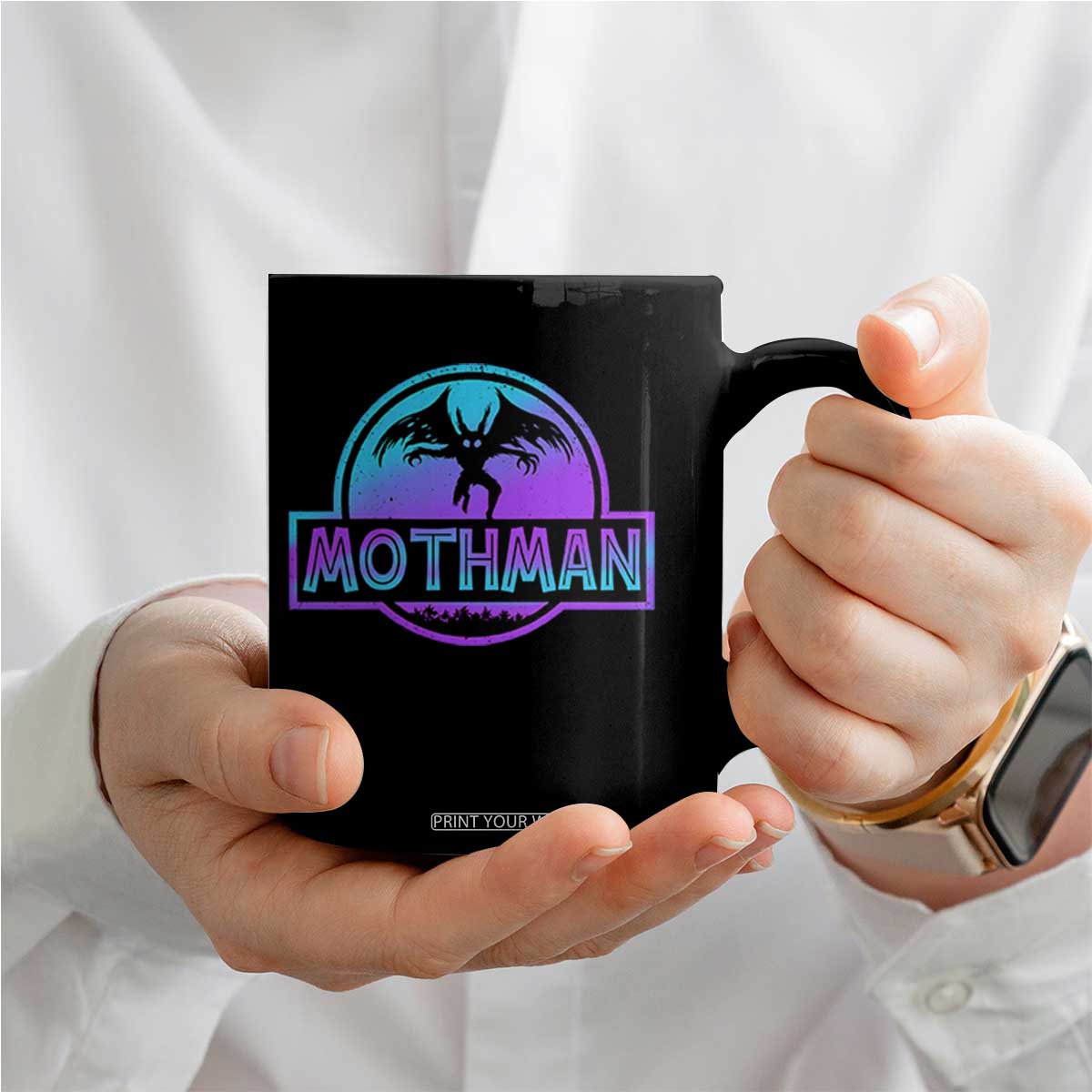 Mothman Coffee Mug Retro Neon Cryptid Paranormal Horror Monster TS10 Print Your Wear