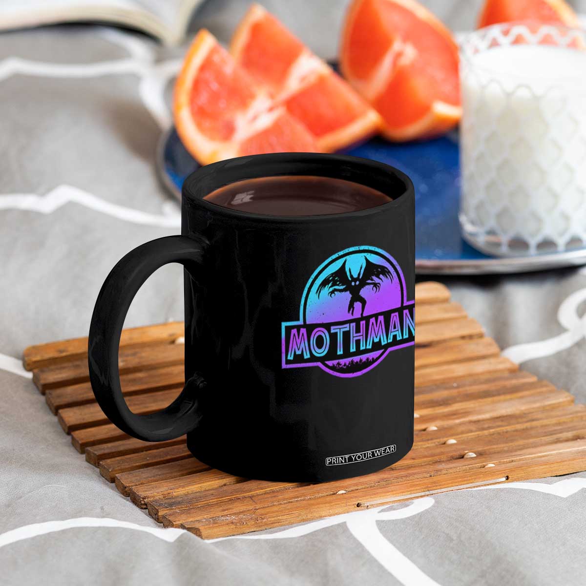 Mothman Coffee Mug Retro Neon Cryptid Paranormal Horror Monster TS10 Print Your Wear