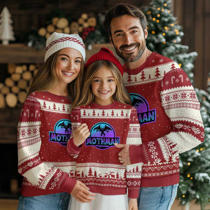 Mothman Ugly Christmas Sweater Retro Neon Cryptid Paranormal Horror Monster TS10 Red Beige Print Your Wear