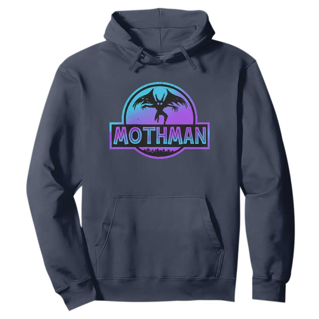 Mothman Hoodie Retro Neon Cryptid Paranormal Horror Monster TS10 Navy Print Your Wear