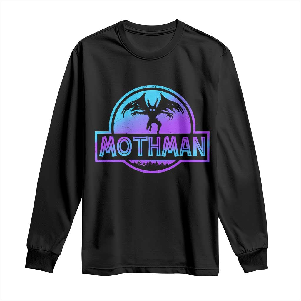 Mothman Long Sleeve Shirt Retro Neon Cryptid Paranormal Horror Monster TS10 Black Print Your Wear