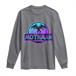 Mothman Long Sleeve Shirt Retro Neon Cryptid Paranormal Horror Monster TS10 Charcoal Print Your Wear