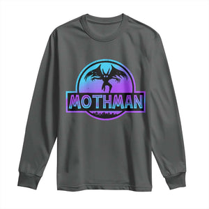Mothman Long Sleeve Shirt Retro Neon Cryptid Paranormal Horror Monster TS10 Dark Heather Print Your Wear