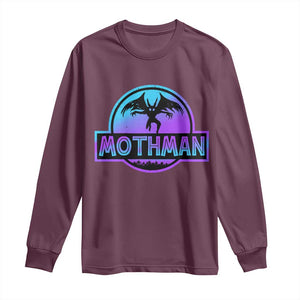 Mothman Long Sleeve Shirt Retro Neon Cryptid Paranormal Horror Monster TS10 Maroon Print Your Wear