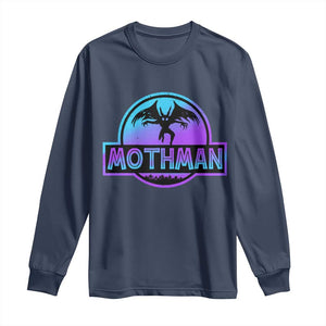 Mothman Long Sleeve Shirt Retro Neon Cryptid Paranormal Horror Monster TS10 Navy Print Your Wear