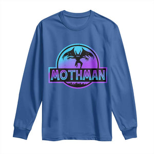 Mothman Long Sleeve Shirt Retro Neon Cryptid Paranormal Horror Monster TS10 Royal Blue Print Your Wear