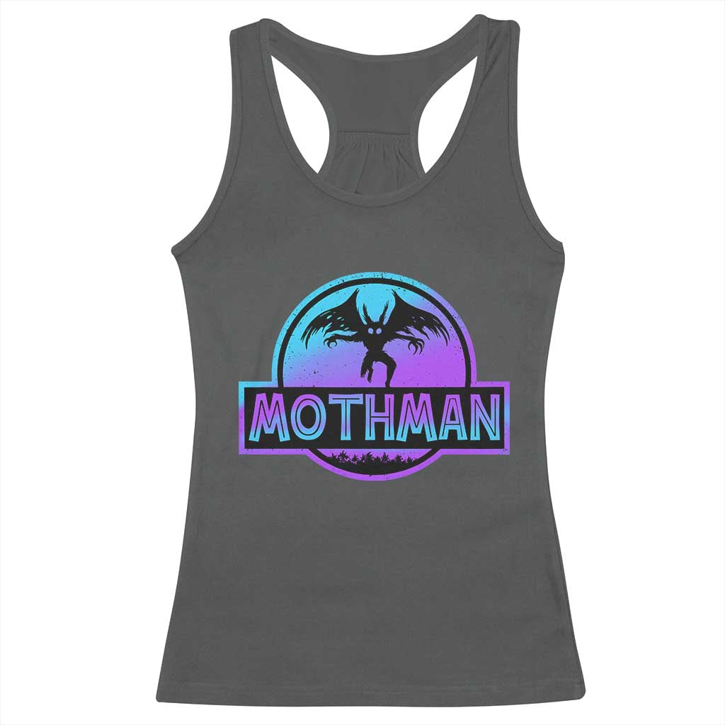 Mothman Racerback Tank Top Retro Neon Cryptid Paranormal Horror Monster TS10 Dark Heather Print Your Wear