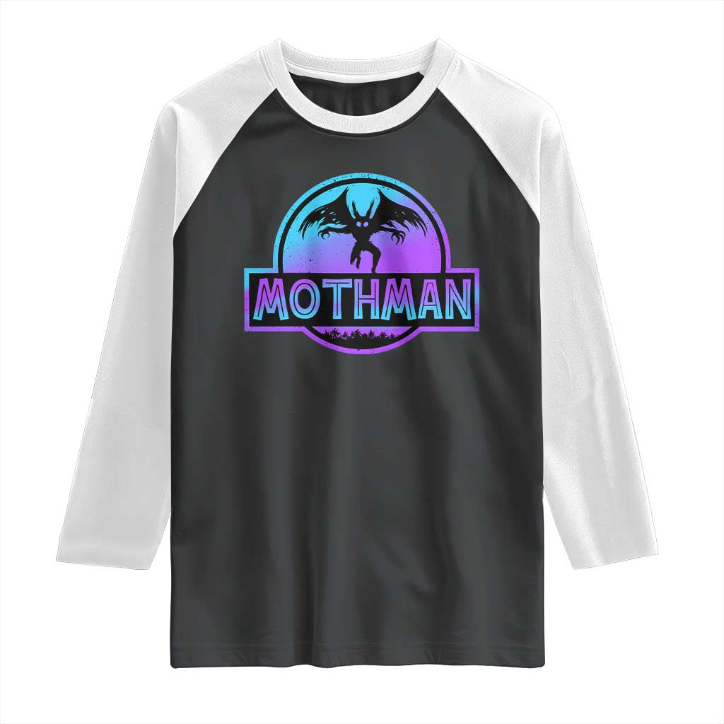 Mothman Raglan Shirt Retro Neon Cryptid Paranormal Horror Monster TS10 Black White Print Your Wear