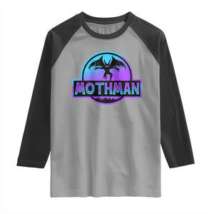 Mothman Raglan Shirt Retro Neon Cryptid Paranormal Horror Monster TS10 Sport Gray Black Print Your Wear