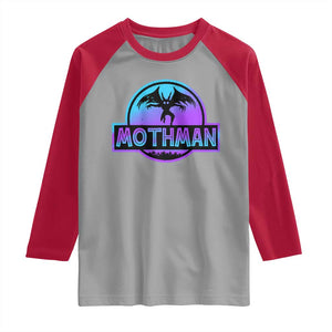 Mothman Raglan Shirt Retro Neon Cryptid Paranormal Horror Monster TS10 Sport Gray Red Print Your Wear