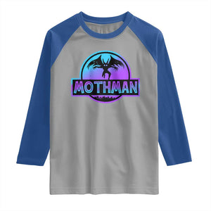 Mothman Raglan Shirt Retro Neon Cryptid Paranormal Horror Monster TS10 Sport Gray Royal Print Your Wear