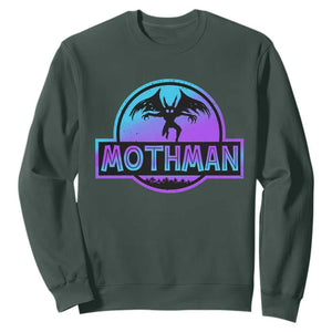 Mothman Sweatshirt Retro Neon Cryptid Paranormal Horror Monster TS10 Dark Forest Green Print Your Wear