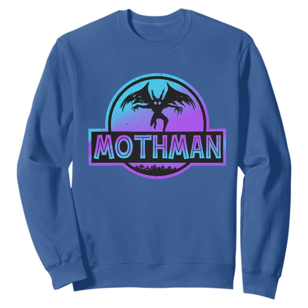 Mothman Sweatshirt Retro Neon Cryptid Paranormal Horror Monster TS10 Royal Blue Print Your Wear
