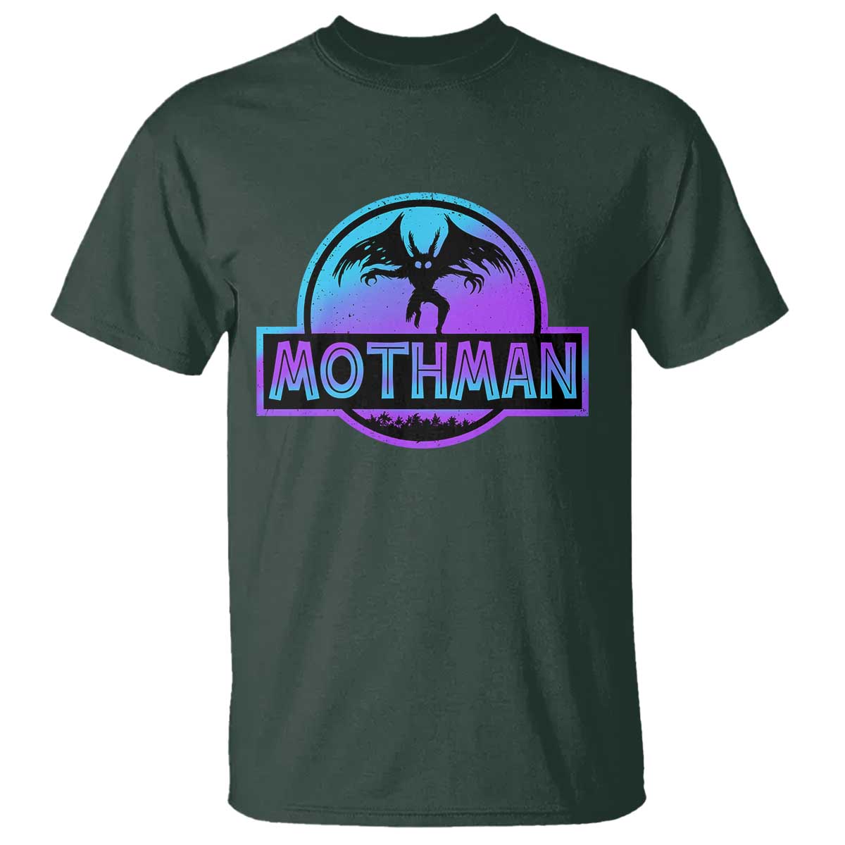 Mothman T Shirt Retro Neon Cryptid Paranormal Horror Monster TS10 Dark Forest Green Print Your Wear