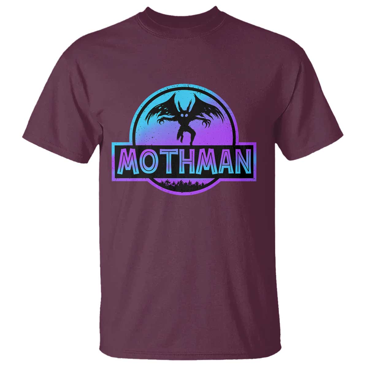 Mothman T Shirt Retro Neon Cryptid Paranormal Horror Monster TS10 Maroon Print Your Wear