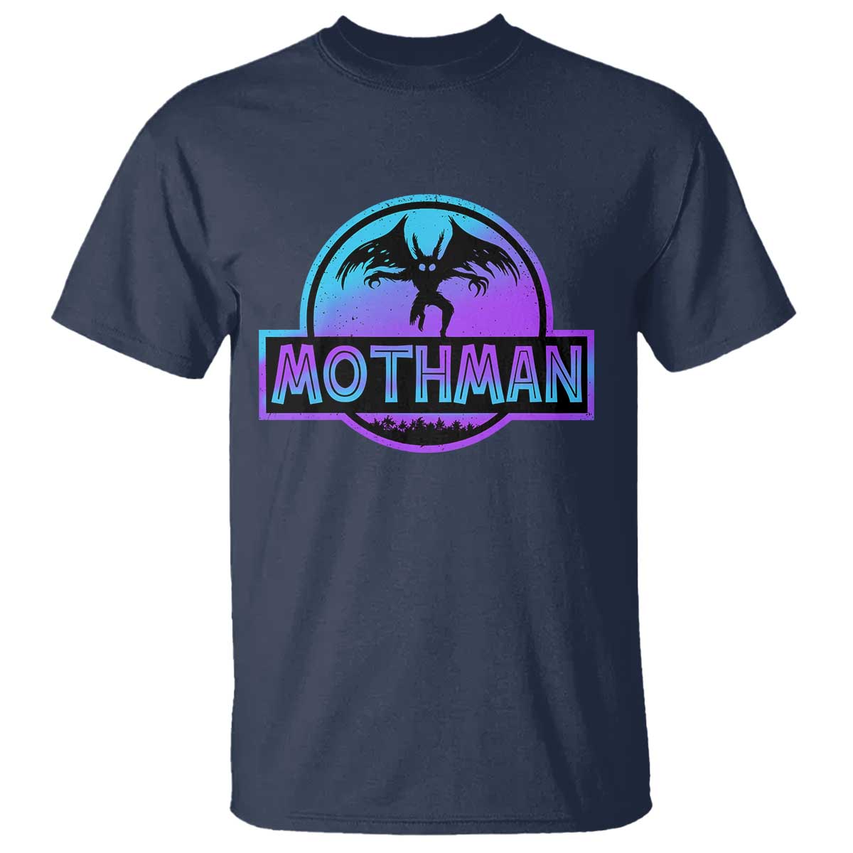 Mothman T Shirt Retro Neon Cryptid Paranormal Horror Monster TS10 Navy Print Your Wear