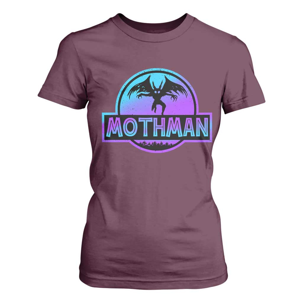 Mothman T Shirt For Women Retro Neon Cryptid Paranormal Horror Monster TS10 Maroon Print Your Wear