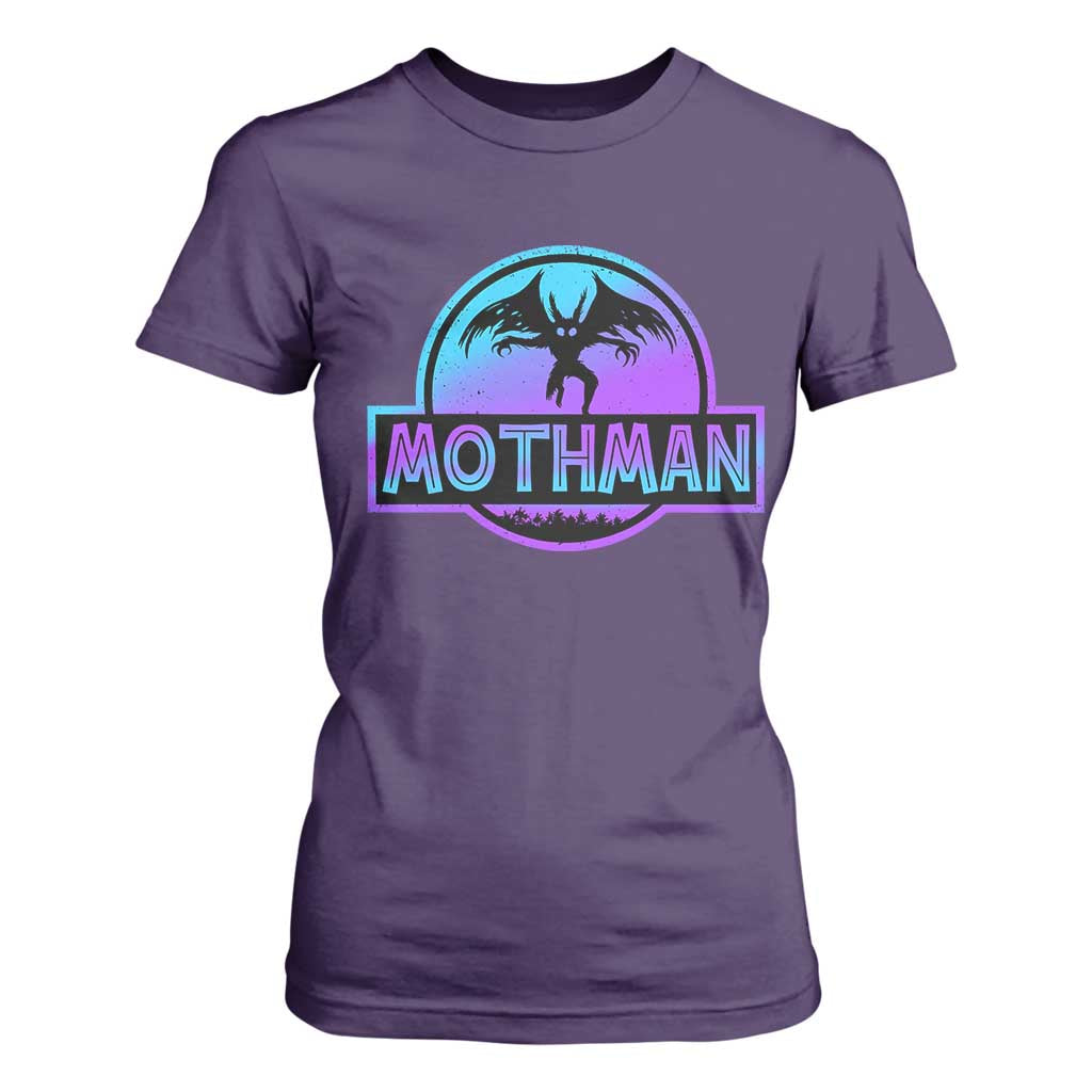 Mothman T Shirt For Women Retro Neon Cryptid Paranormal Horror Monster TS10 Purple Print Your Wear