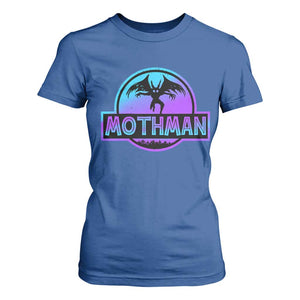 Mothman T Shirt For Women Retro Neon Cryptid Paranormal Horror Monster TS10 Royal Blue Print Your Wear