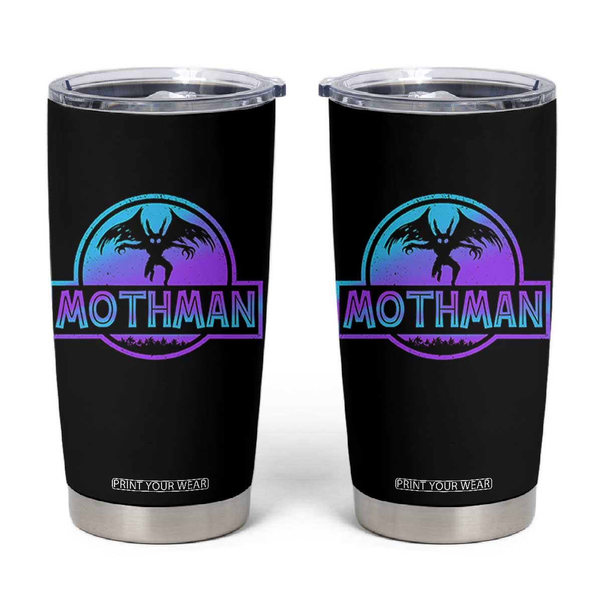 Mothman Tumbler Cup Retro Neon Cryptid Paranormal Horror Monster TS10 Black Print Your Wear