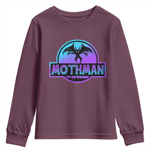Mothman Youth Sweatshirt Retro Neon Cryptid Paranormal Horror Monster TS10 Maroon Print Your Wear