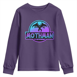 Mothman Youth Sweatshirt Retro Neon Cryptid Paranormal Horror Monster TS10 Purple Print Your Wear