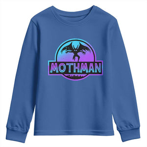 Mothman Youth Sweatshirt Retro Neon Cryptid Paranormal Horror Monster TS10 Royal Blue Print Your Wear