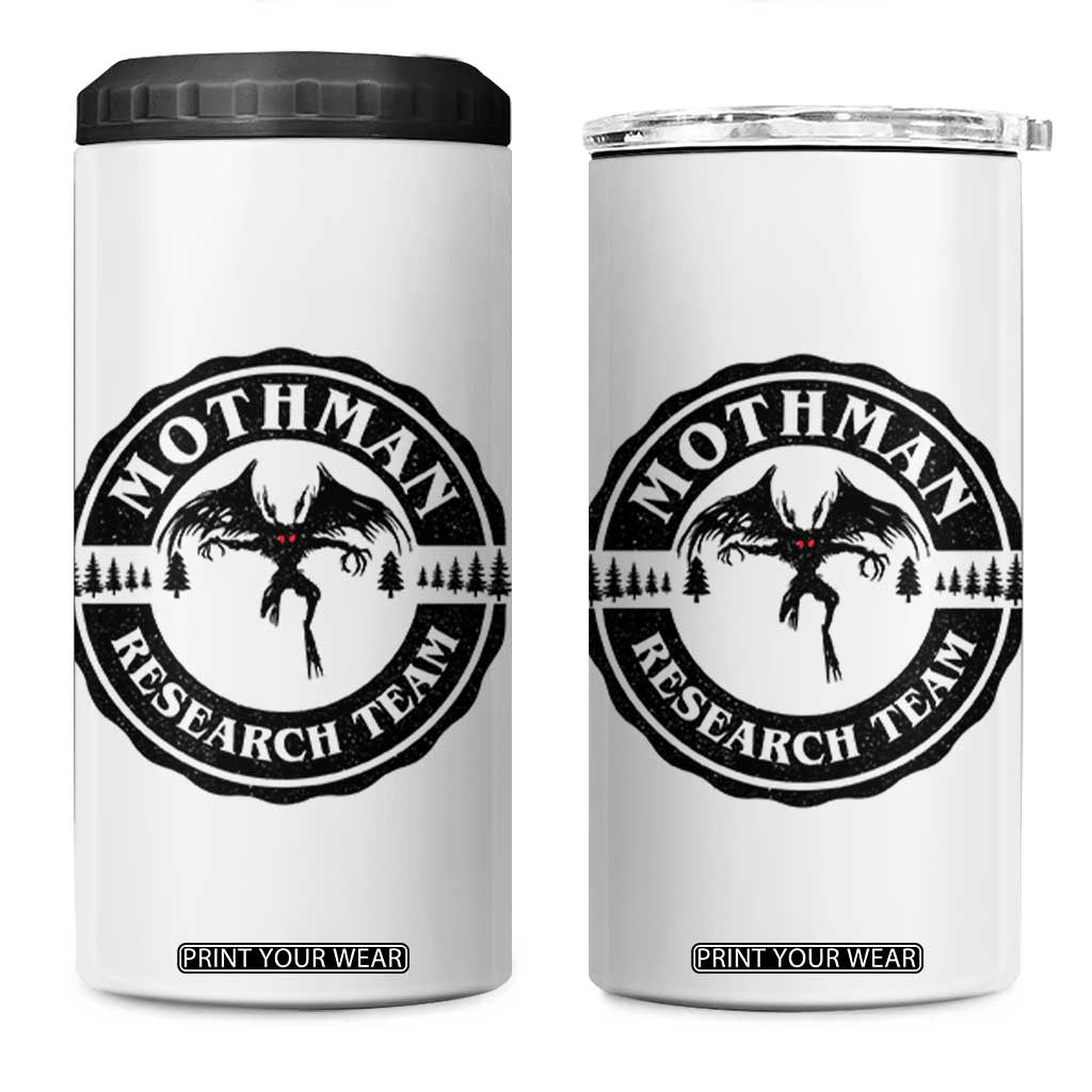 Mothman Research Team 4 in 1 Can Cooler Tumbler Retro Vintage Cryptid Paranormal Horror Monster Hunter TS10 One Size: 16 oz White Print Your Wear