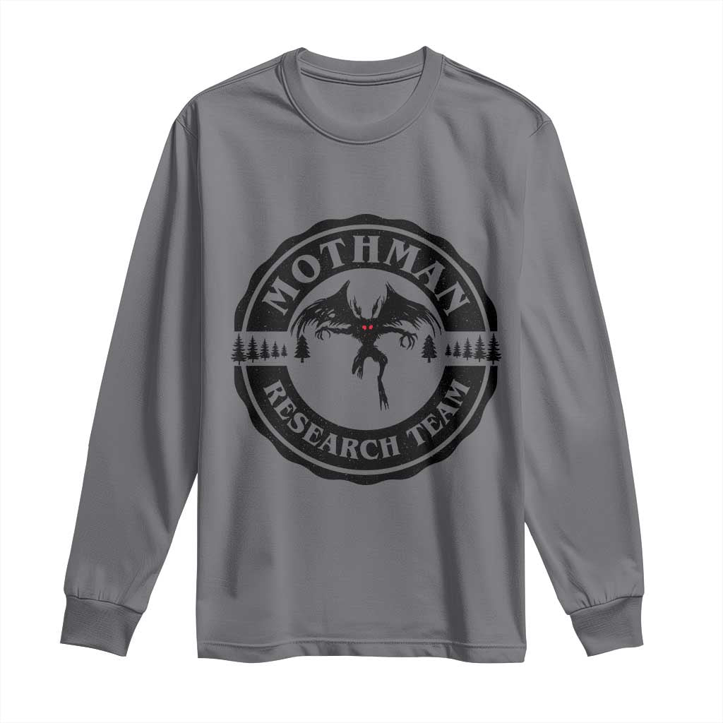 Mothman Research Team Long Sleeve Shirt Retro Vintage Cryptid Paranormal Horror Monster Hunter TS10 Charcoal Print Your Wear