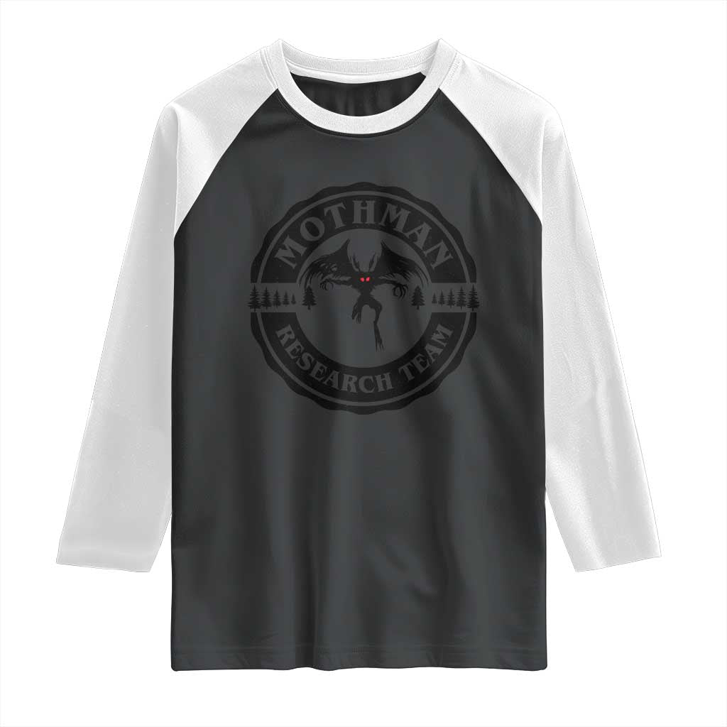 Mothman Research Team Raglan Shirt Retro Vintage Cryptid Paranormal Horror Monster Hunter TS10 Black White Print Your Wear