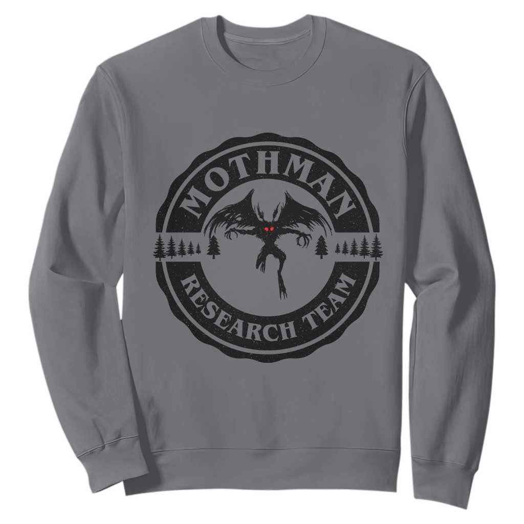 Mothman Research Team Sweatshirt Retro Vintage Cryptid Paranormal Horror Monster Hunter TS10 Charcoal Print Your Wear